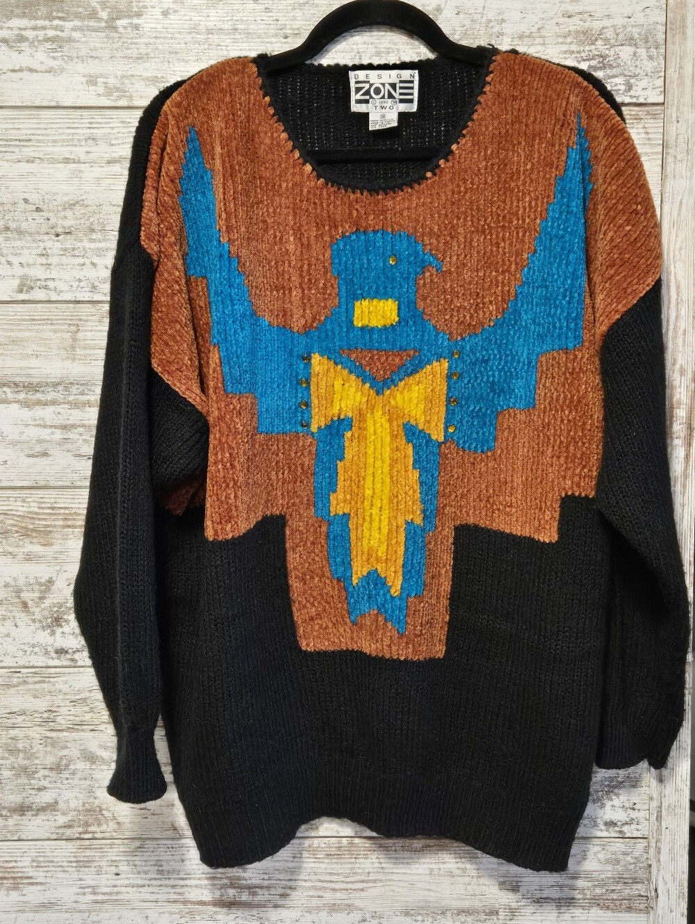 90s Vintage Design Zone Southwestern Bird Motif Sweater in 3x